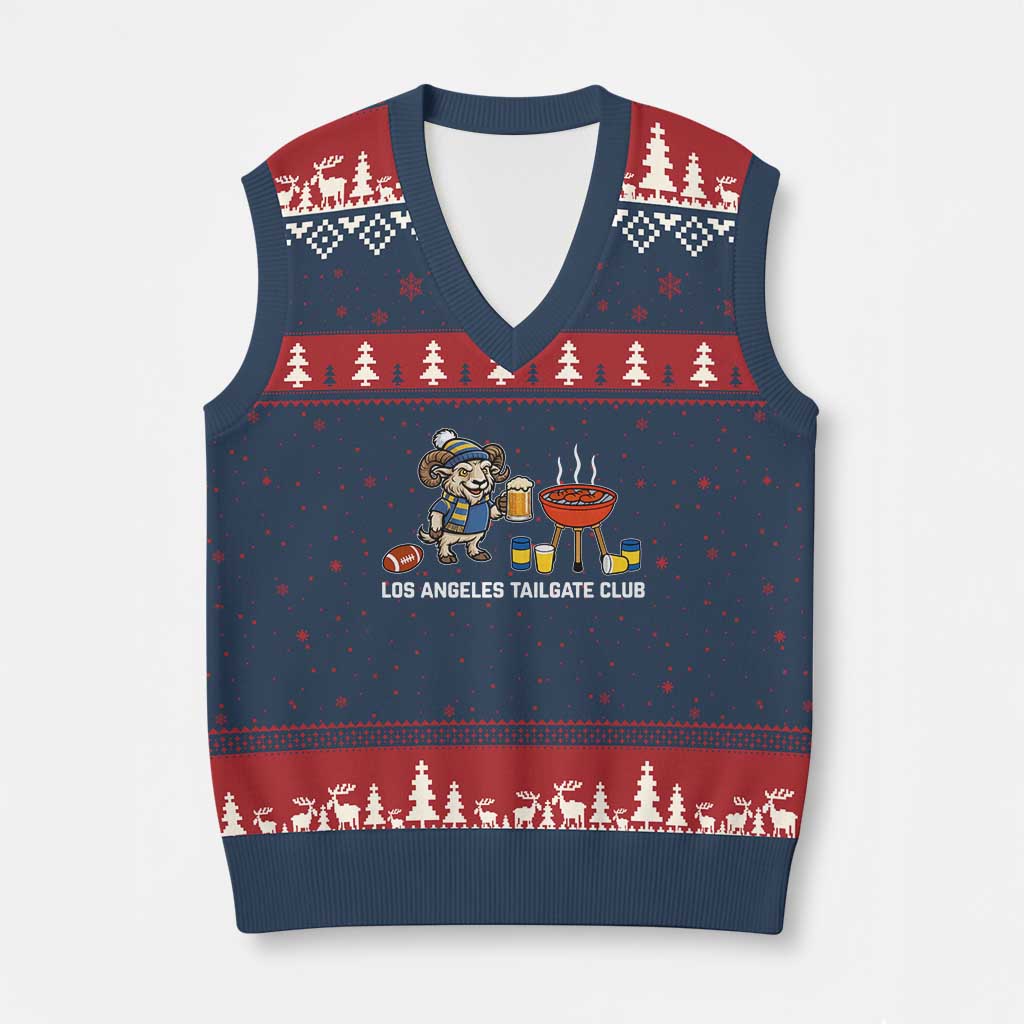 Funny Los Angeles Tailgate Club V-Neck Knit Sweater Vest Game Day BBQ Ram Fan TS12 Navy Red Print Your Wear