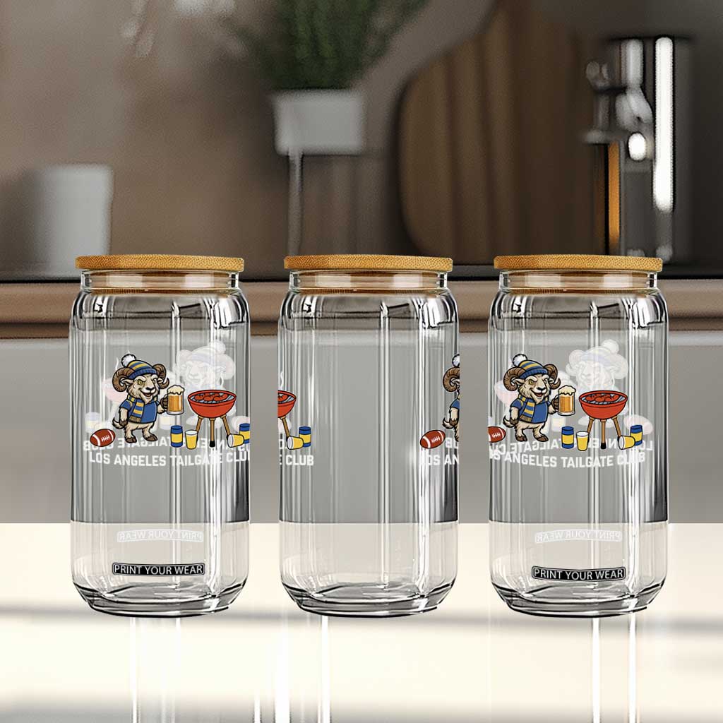 Funny Los Angeles Tailgate Club Glass Can Game Day BBQ Ram Fan
