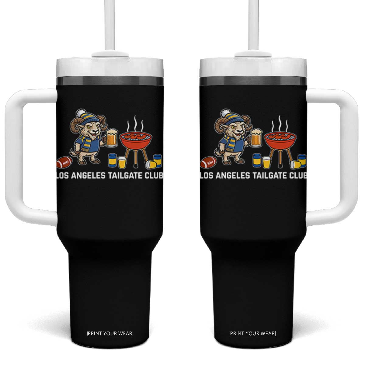 Funny Los Angeles Tailgate Club Tumbler With Handle Game Day BBQ Ram Fan TS12 One Size: 40 oz Black Print Your Wear