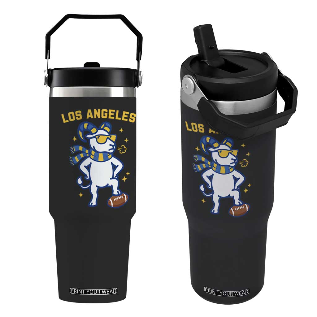 Cool Ram Football Fan Flip Straw Tumbler Royal Blue And Gold Pride TS12 One Size: 30 oz Black Print Your Wear