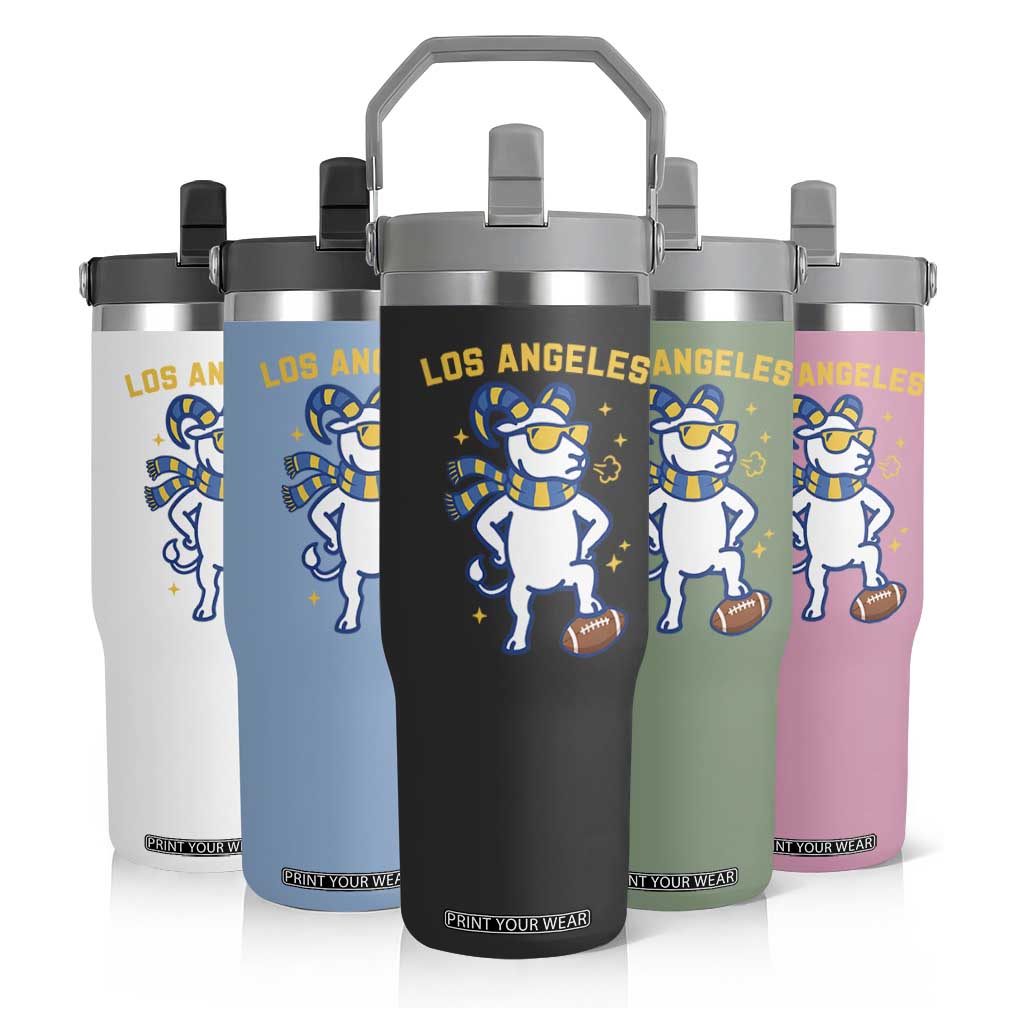 Cool Ram Football Fan Flip Straw Tumbler Royal Blue And Gold Pride