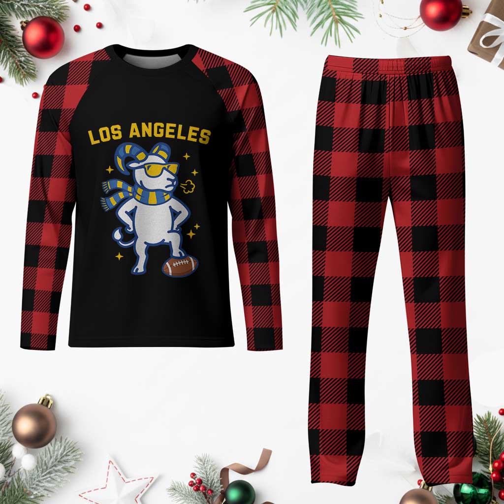 Cool Ram Football Fan Plaid Pajama Set Royal Blue And Gold Pride TS12 Buffalo Plaid Print Your Wear
