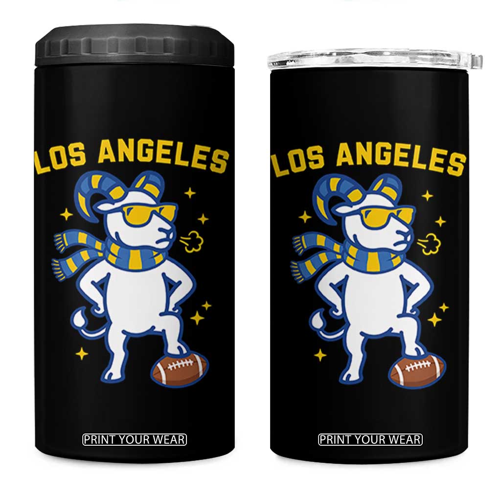 Cool Ram Football Fan 4 in 1 Can Cooler Tumbler Royal Blue And Gold Pride TS12 One Size: 16 oz Black Print Your Wear