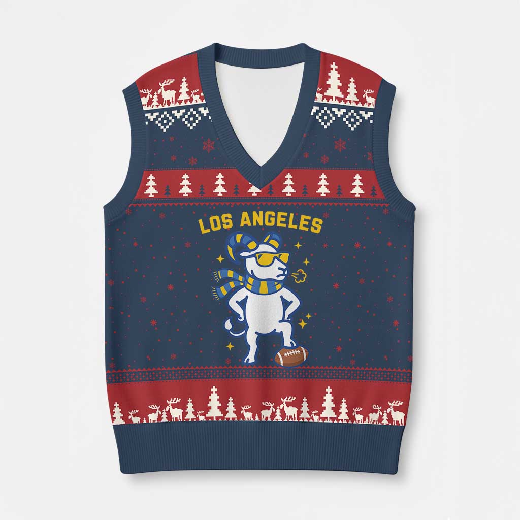Cool Ram Football Fan V-Neck Knit Sweater Vest Royal Blue And Gold Pride TS12 Navy Red Print Your Wear