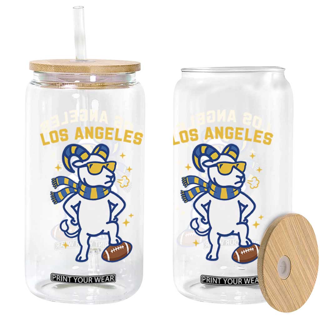 Cool Ram Football Fan Glass Can Royal Blue And Gold Pride