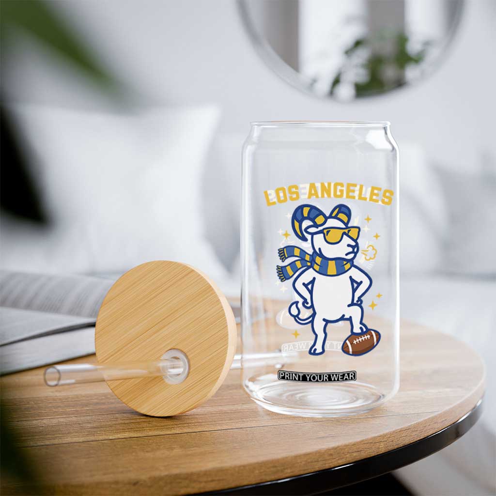 Cool Ram Football Fan Glass Can Royal Blue And Gold Pride