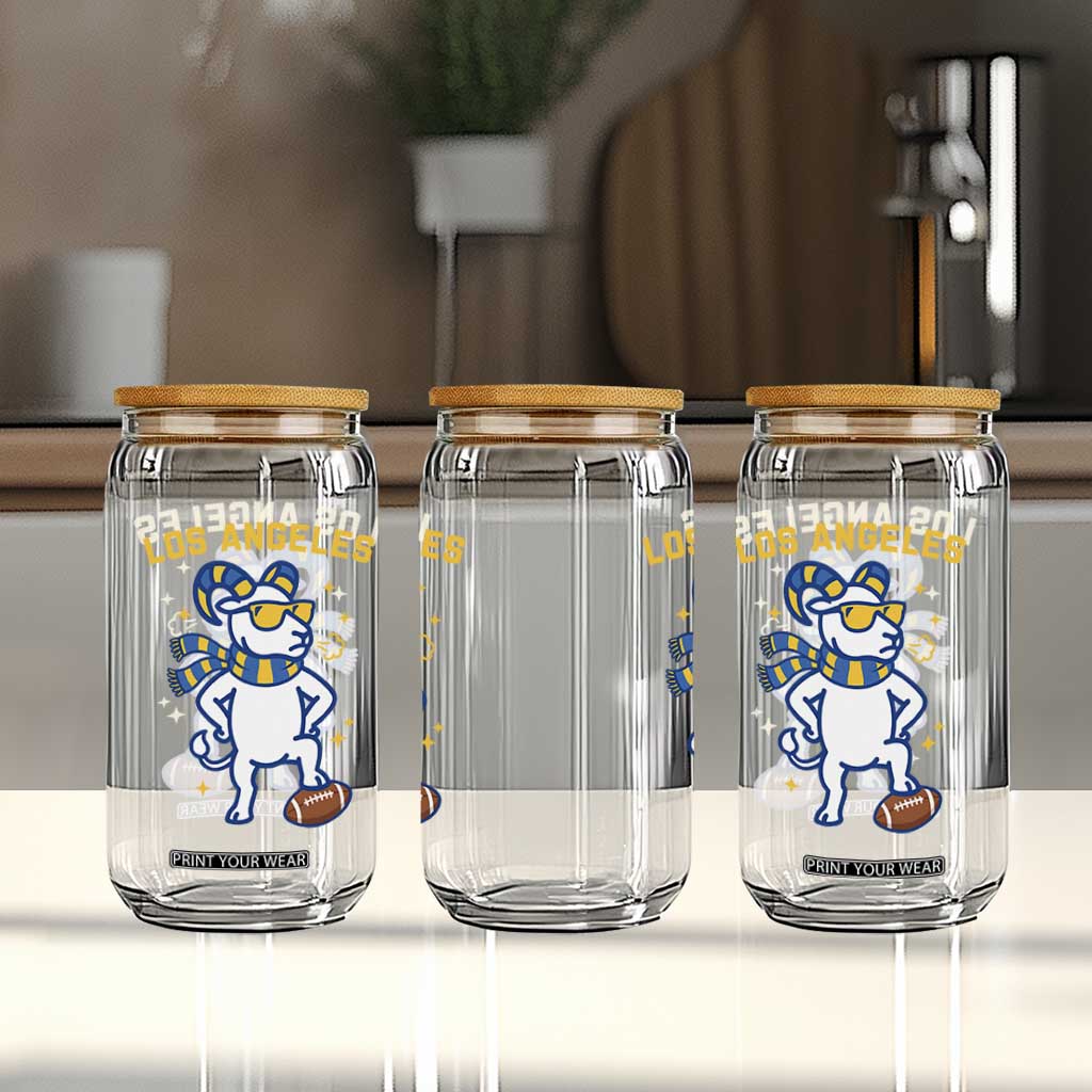 Cool Ram Football Fan Glass Can Royal Blue And Gold Pride