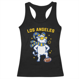 Cool Ram Football Fan Racerback Tank Top Royal Blue And Gold Pride