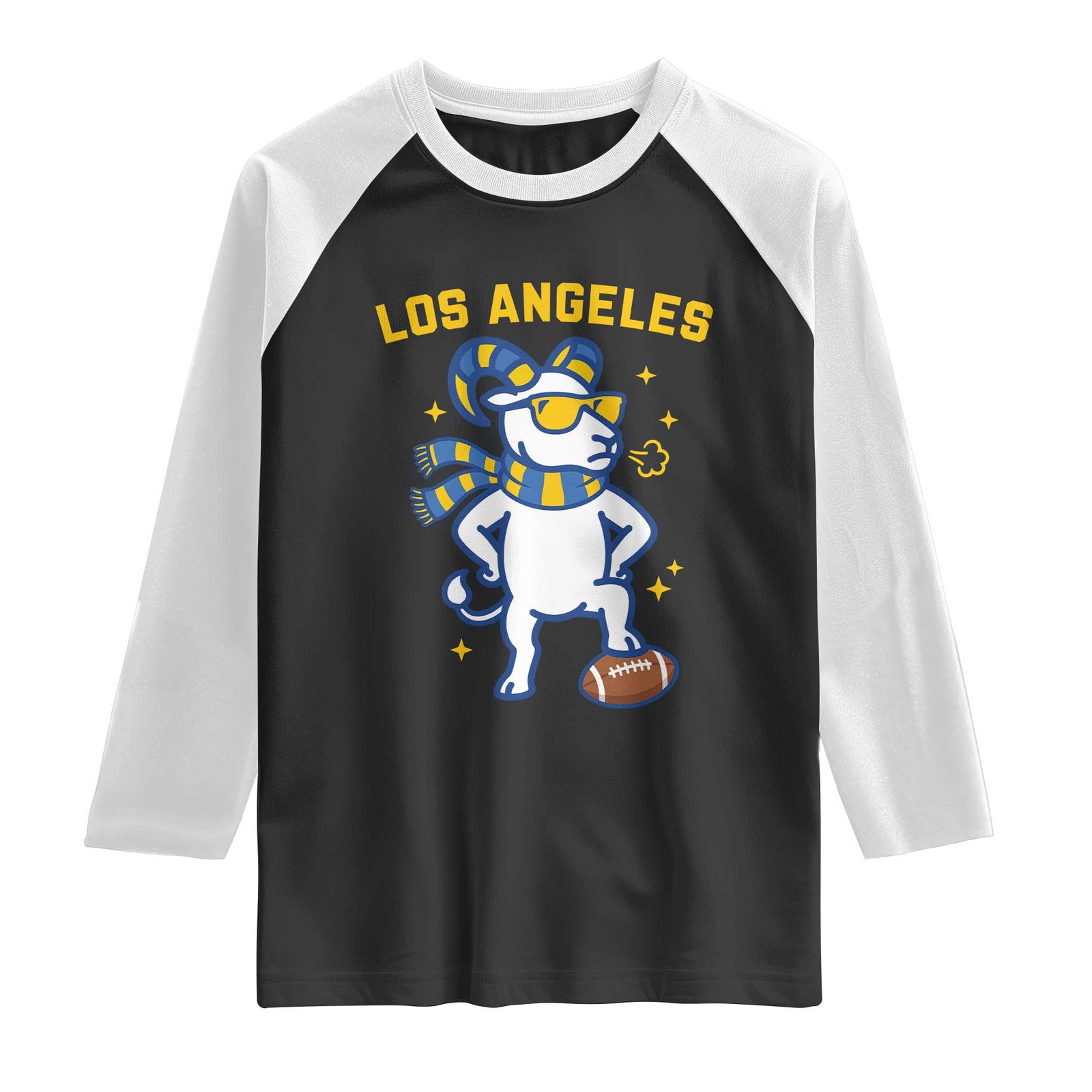 Cool Ram Football Fan Raglan Shirt Royal Blue And Gold Pride TS12 Black White Print Your Wear