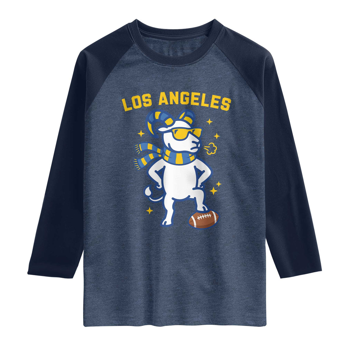 Cool Ram Football Fan Raglan Shirt Royal Blue And Gold Pride
