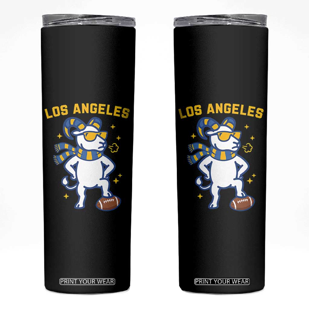 Cool Ram Football Fan Skinny Tumbler Royal Blue And Gold Pride TS12 Black Print Your Wear