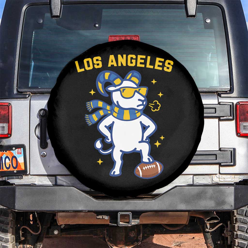 Cool Ram Football Fan Spare Tire Cover Royal Blue And Gold Pride TS12 No hole Black Print Your Wear