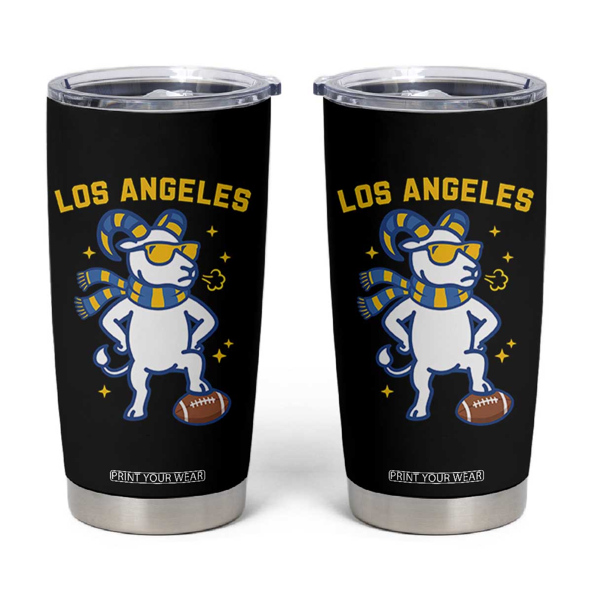 Cool Ram Football Fan Tumbler Cup Royal Blue And Gold Pride TS12 Black Print Your Wear
