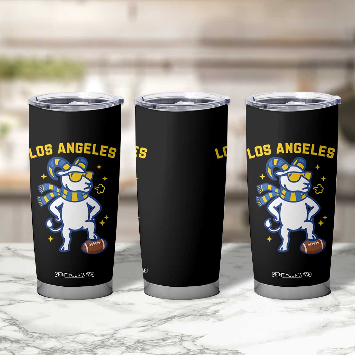 Cool Ram Football Fan Tumbler Cup Royal Blue And Gold Pride
