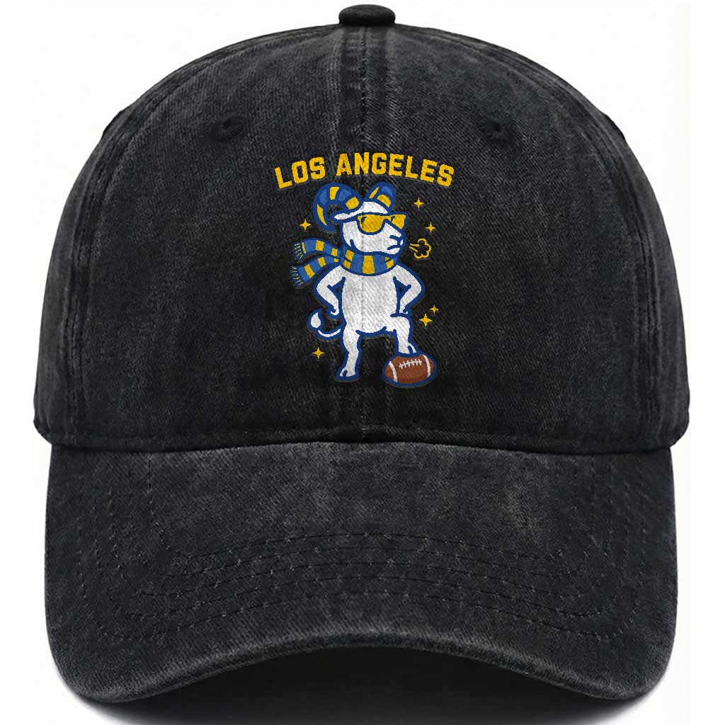 Cool Ram Football Fan Washed Cotton Baseball Cap Royal Blue And Gold Pride TS12 Print Your Wear