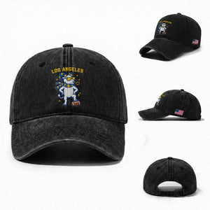 Cool Ram Football Fan Washed Cotton Baseball Cap Royal Blue And Gold Pride
