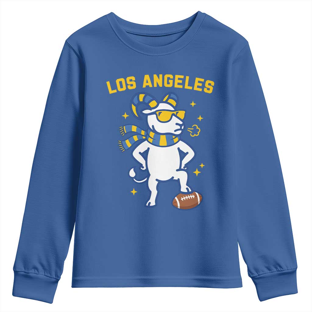 Cool Ram Football Fan Youth Sweatshirt Royal Blue And Gold Pride TS12 Royal Blue Print Your Wear