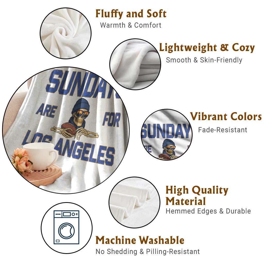 Sundays Are For Los Angeles Throw Blanket Skeleton Game Day Sports Fan