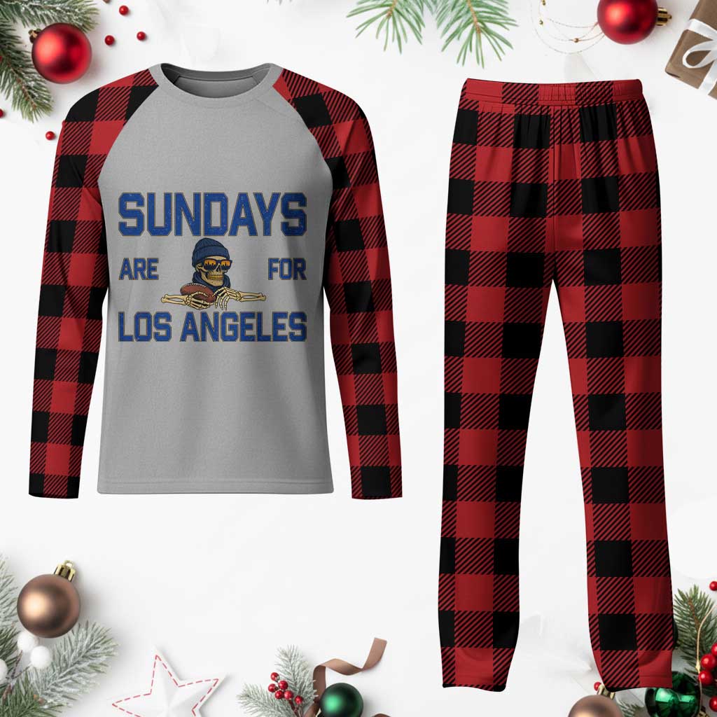 Sundays Are For Los Angeles Plaid Pajama Set Skeleton Game Day Sports Fan TS12 Buffalo Plaid Print Your Wear