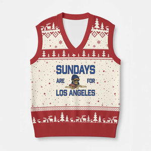 Sundays Are For Los Angeles V-Neck Knit Sweater Vest Skeleton Game Day Sports Fan