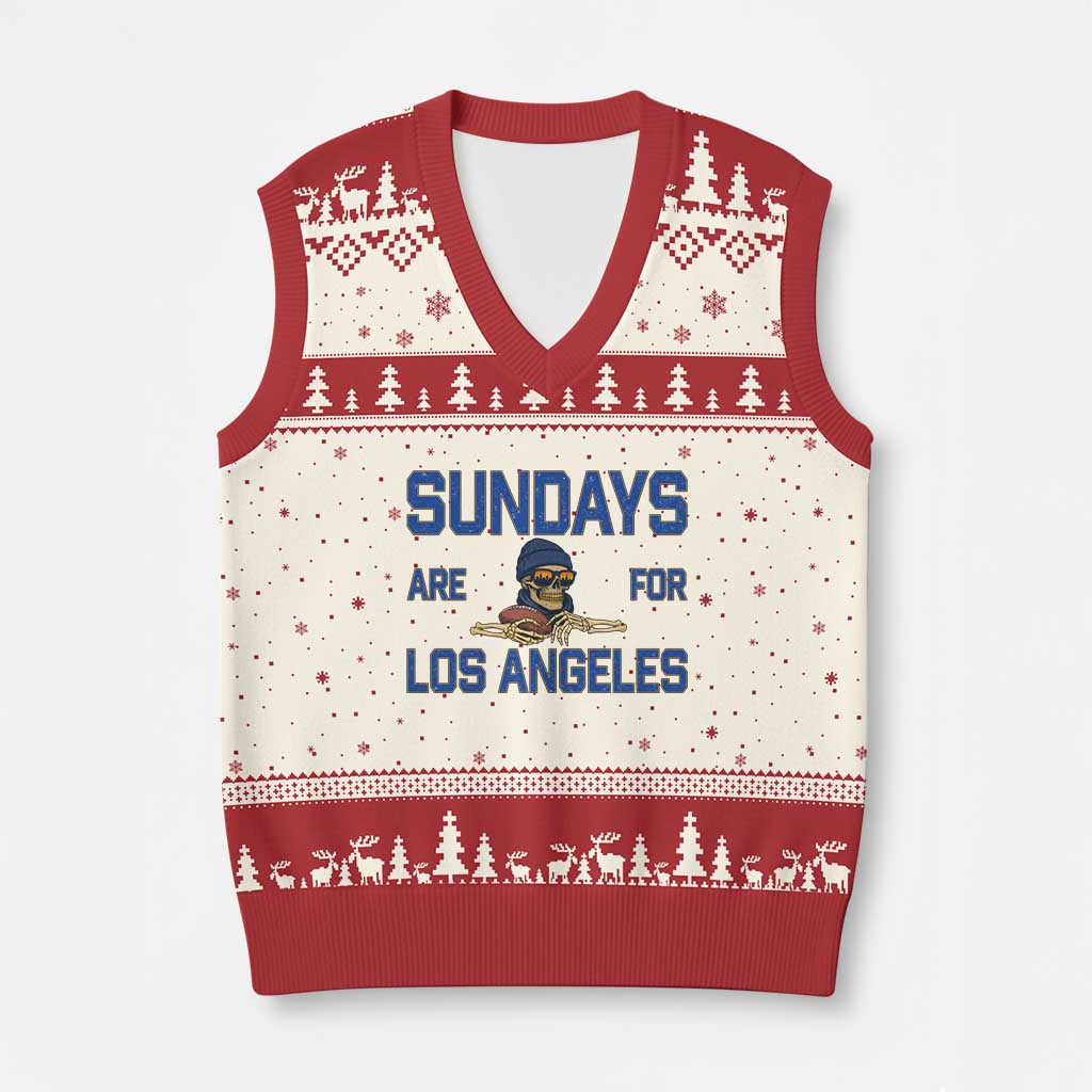 Sundays Are For Los Angeles V-Neck Knit Sweater Vest Skeleton Game Day Sports Fan TS12 Beige Red Print Your Wear