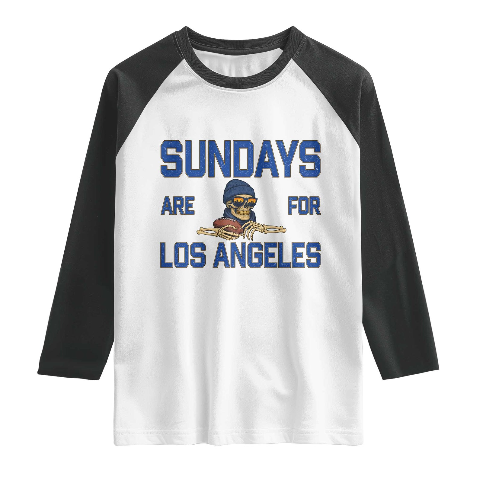 Sundays Are For Los Angeles Raglan Shirt Skeleton Game Day Sports Fan TS12 White Black Print Your Wear