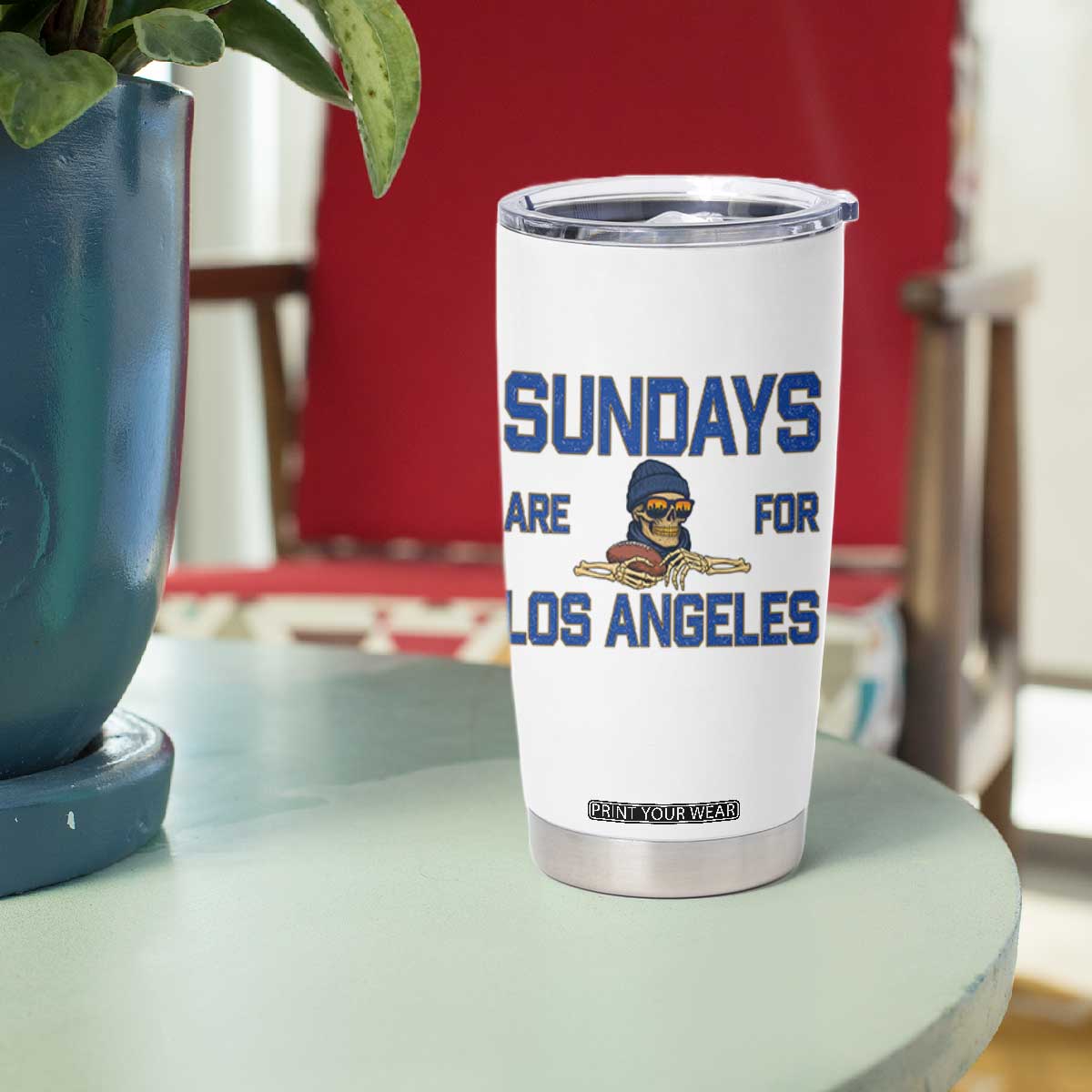 Sundays Are For Los Angeles Tumbler Cup Skeleton Game Day Sports Fan