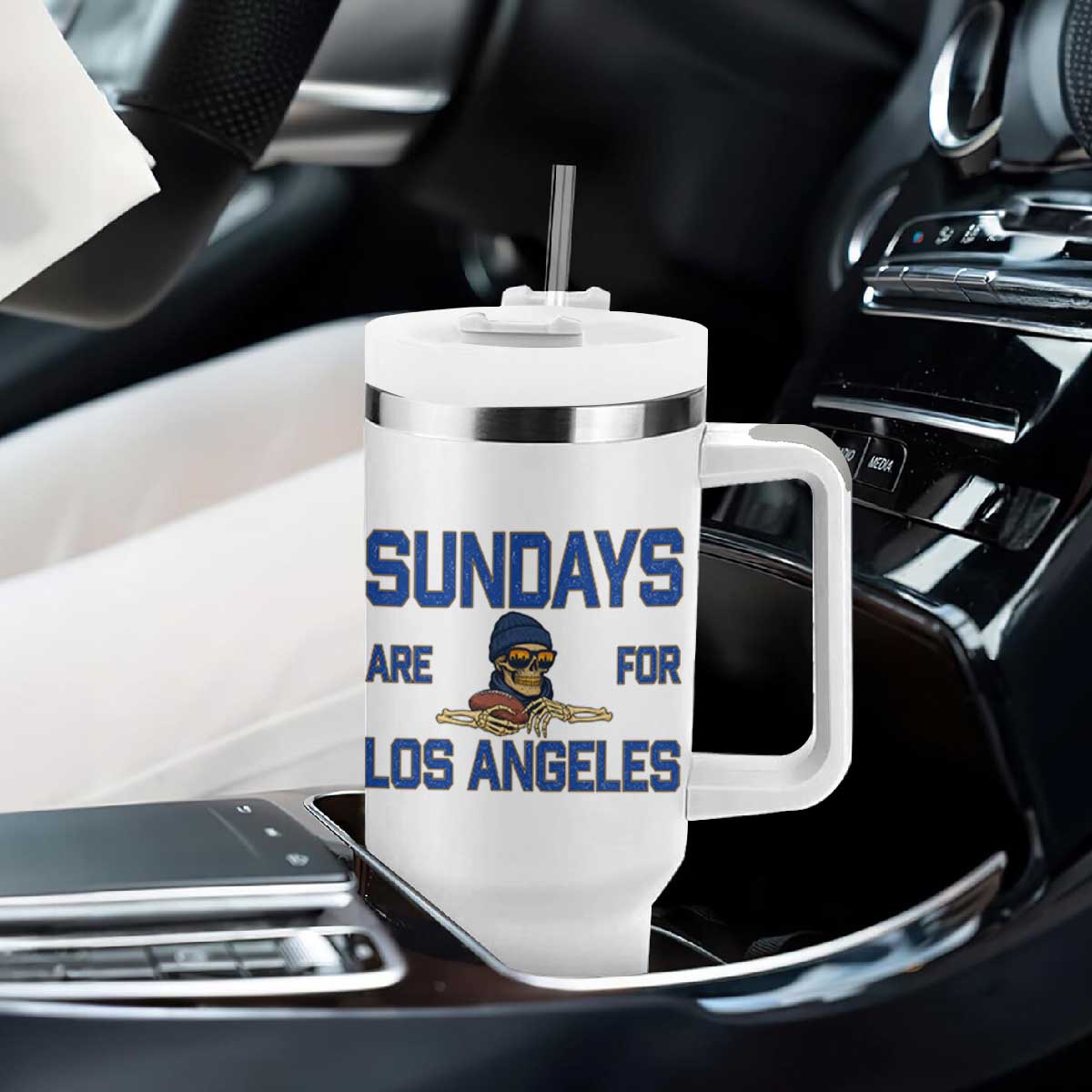Sundays Are For Los Angeles Tumbler With Handle Skeleton Game Day Sports Fan