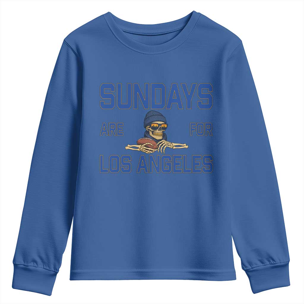 Sundays Are For Los Angeles Youth Sweatshirt Skeleton Game Day Sports Fan TS12 Royal Blue Print Your Wear