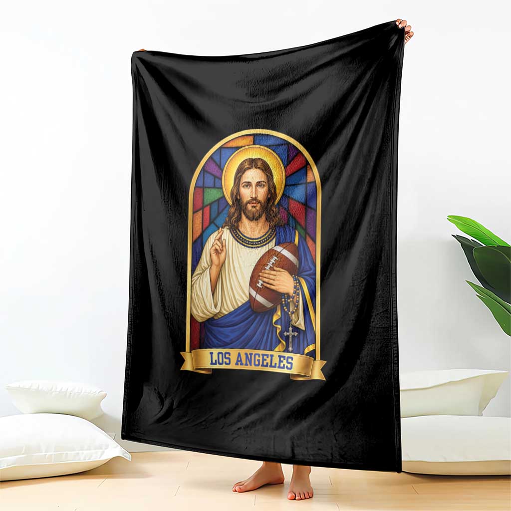 Los Angeles Jesus Game Day Faith Throw Blanket Christian Sports Fan Pride