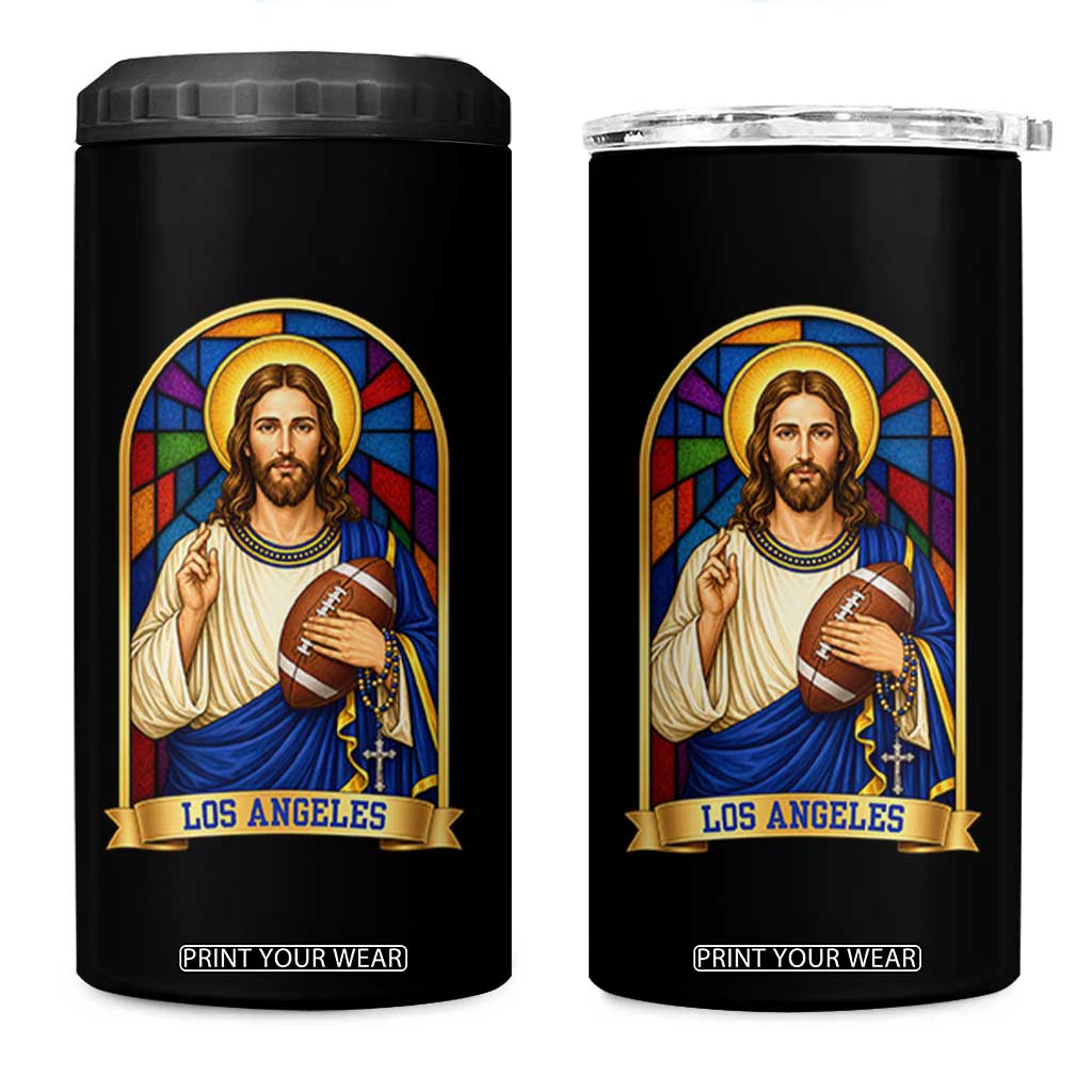 Los Angeles Jesus Game Day Faith 4 in 1 Can Cooler Tumbler Christian Sports Fan Pride TS12 One Size: 16 oz Black Print Your Wear
