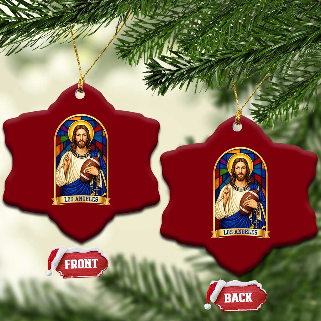 Los Angeles Jesus Game Day Faith Ceramic Ornament Christian Sports Fan Pride