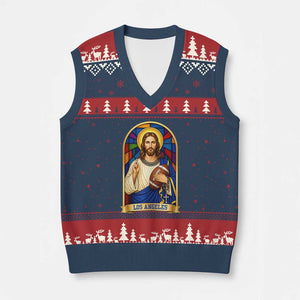 Los Angeles Jesus Game Day Faith V-Neck Knit Sweater Vest Christian Sports Fan Pride