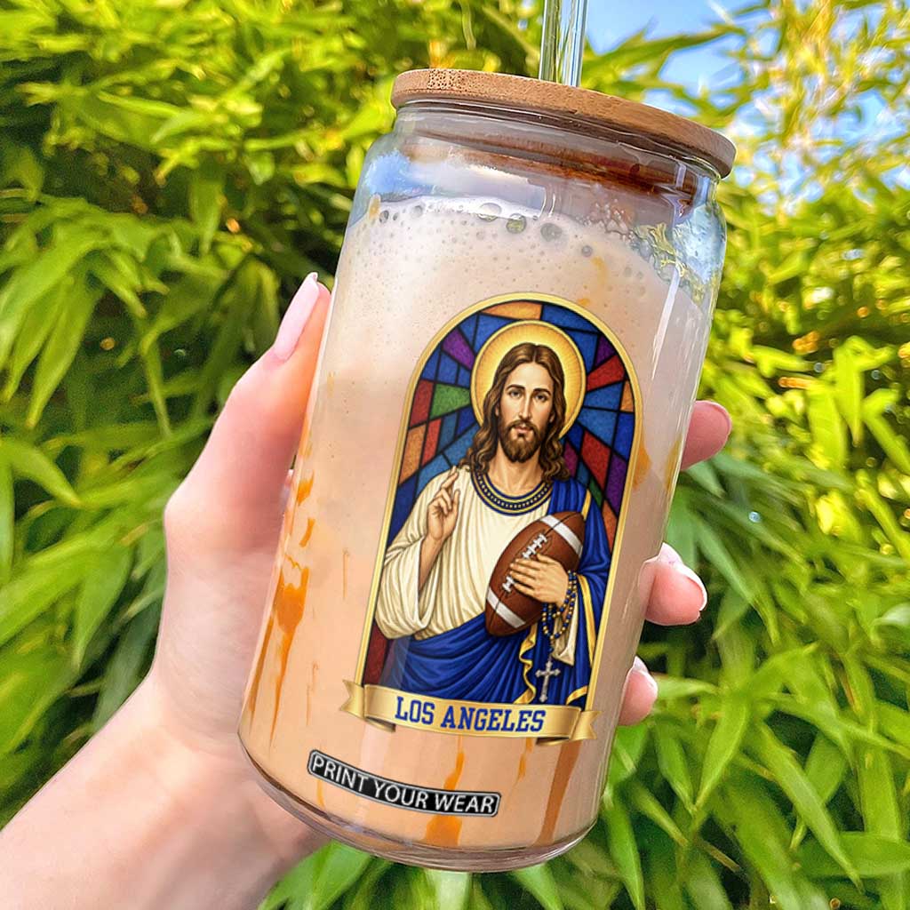 Los Angeles Jesus Game Day Faith Glass Can Christian Sports Fan Pride TS12 Black Print Your Wear