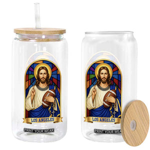 Los Angeles Jesus Game Day Faith Glass Can Christian Sports Fan Pride