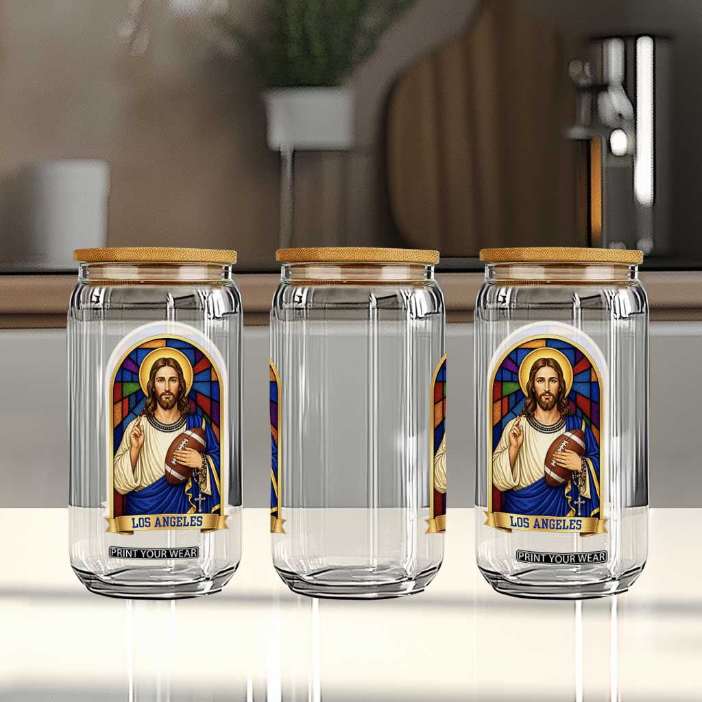 Los Angeles Jesus Game Day Faith Glass Can Christian Sports Fan Pride