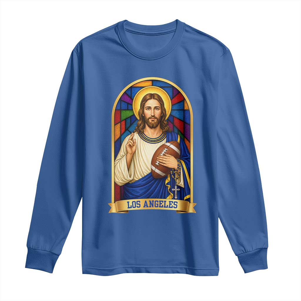 Los Angeles Jesus Game Day Faith Long Sleeve Shirt Christian Sports Fan Pride TS12 Royal Blue Print Your Wear