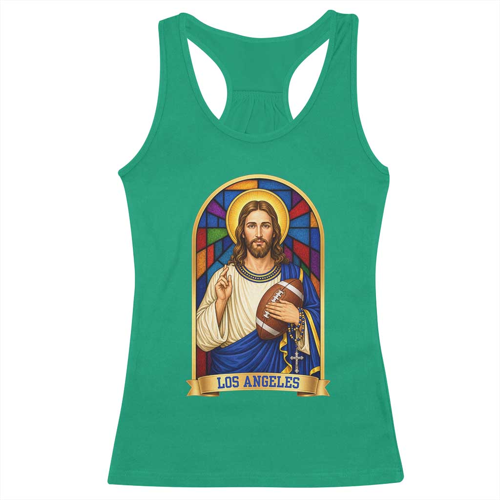 Los Angeles Jesus Game Day Faith Racerback Tank Top Christian Sports Fan Pride