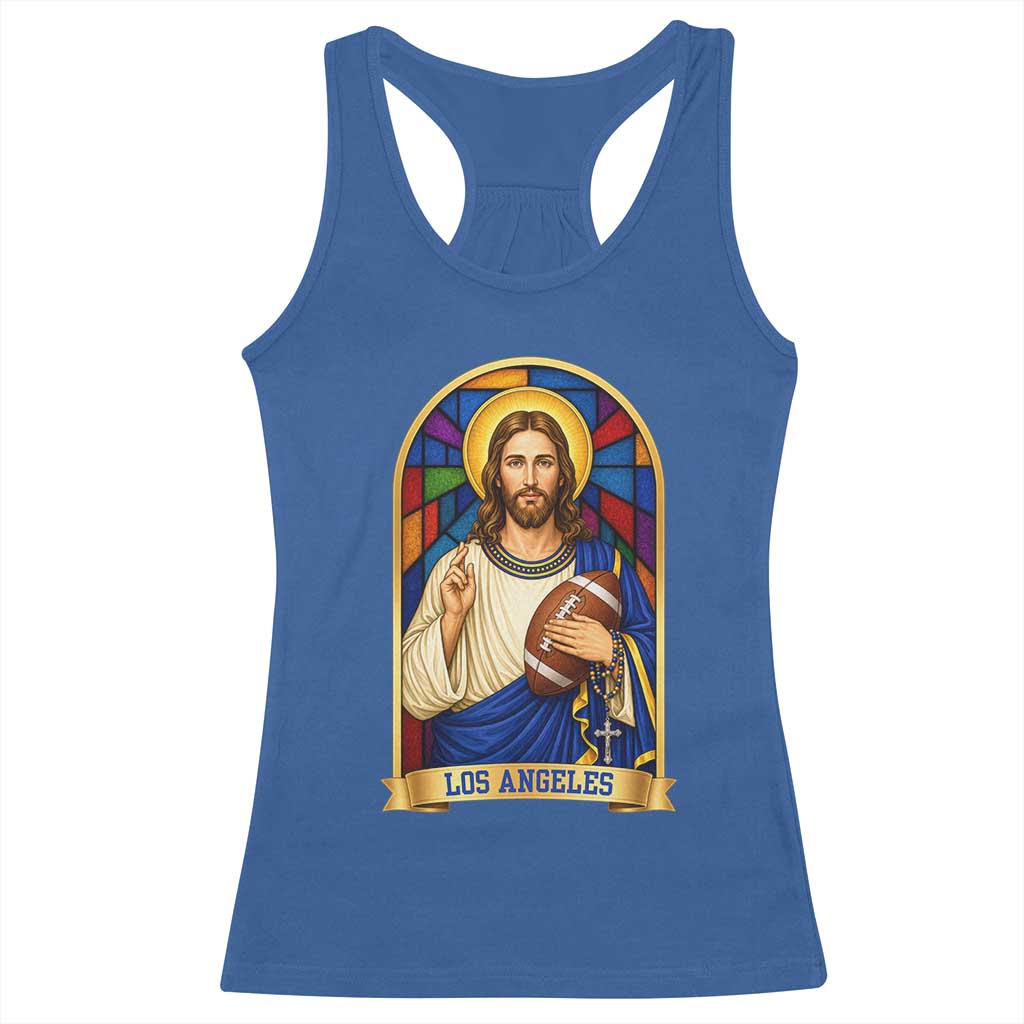 Los Angeles Jesus Game Day Faith Racerback Tank Top Christian Sports Fan Pride TS12 Royal Blue Print Your Wear