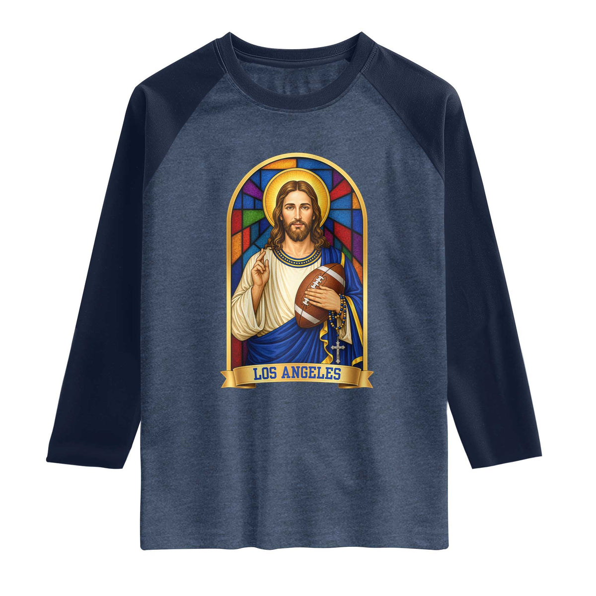 Los Angeles Jesus Game Day Faith Raglan Shirt Christian Sports Fan Pride