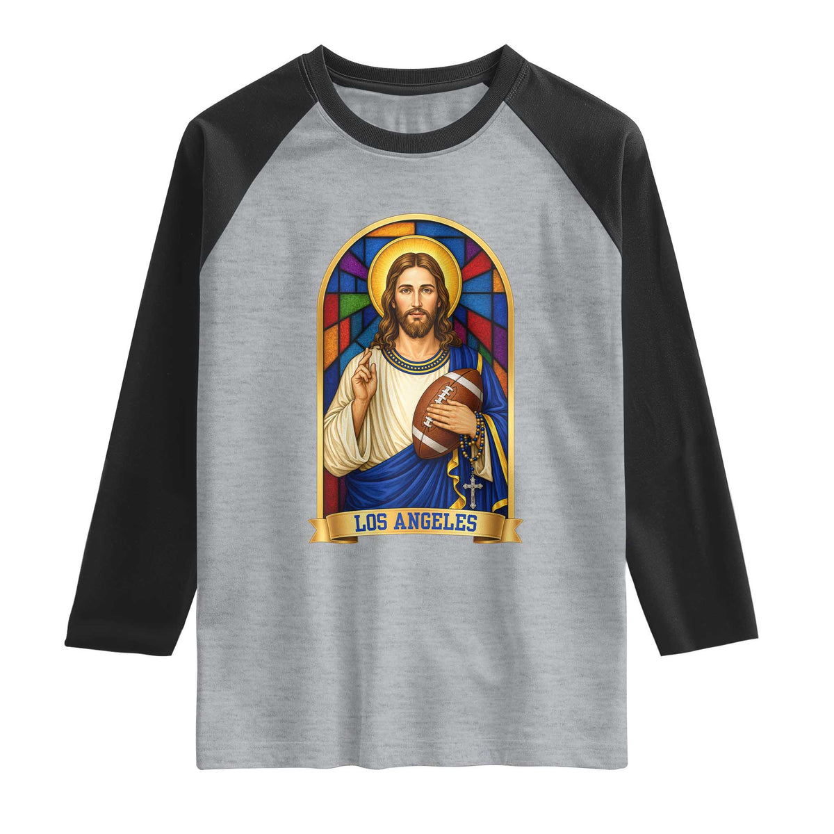 Los Angeles Jesus Game Day Faith Raglan Shirt Christian Sports Fan Pride
