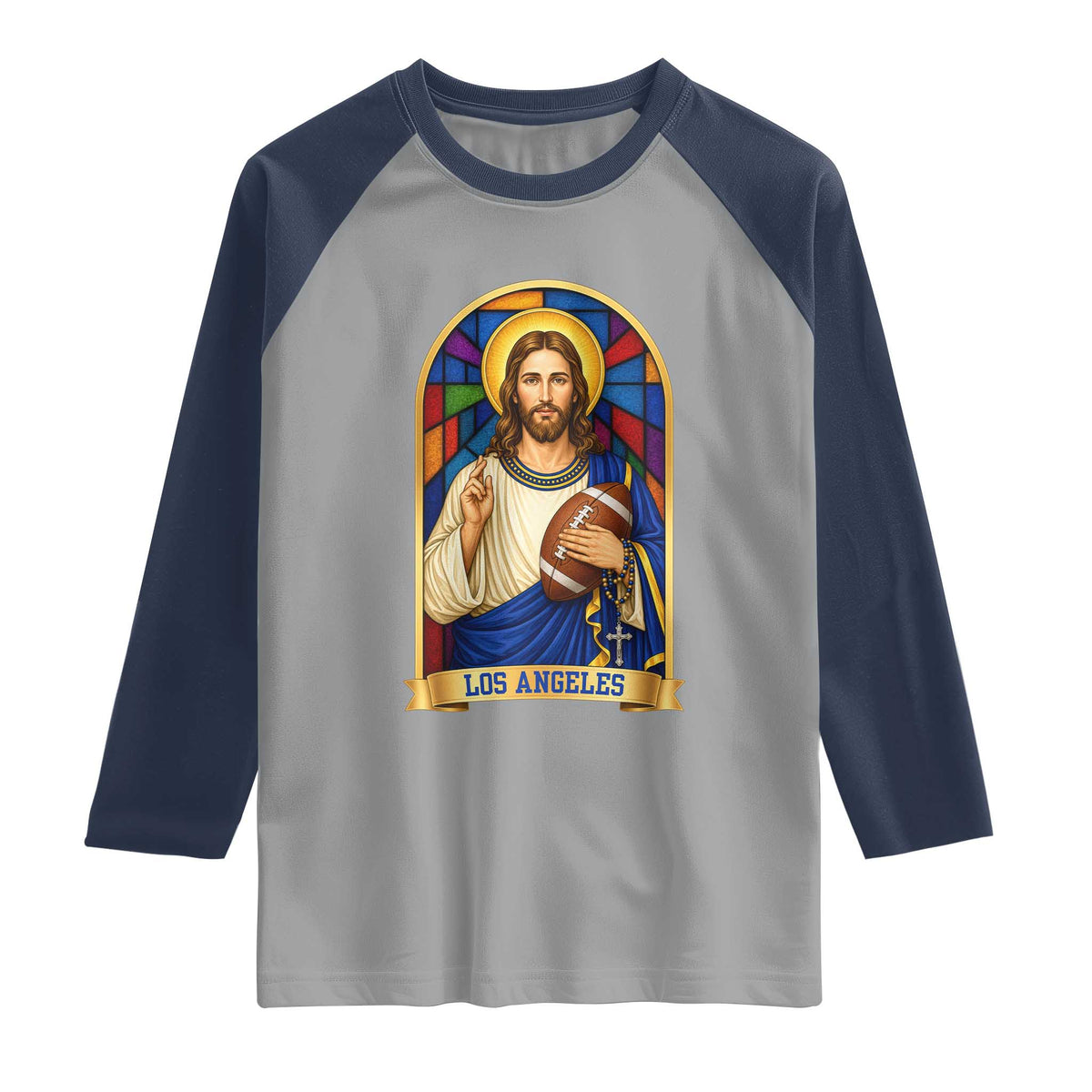 Los Angeles Jesus Game Day Faith Raglan Shirt Christian Sports Fan Pride