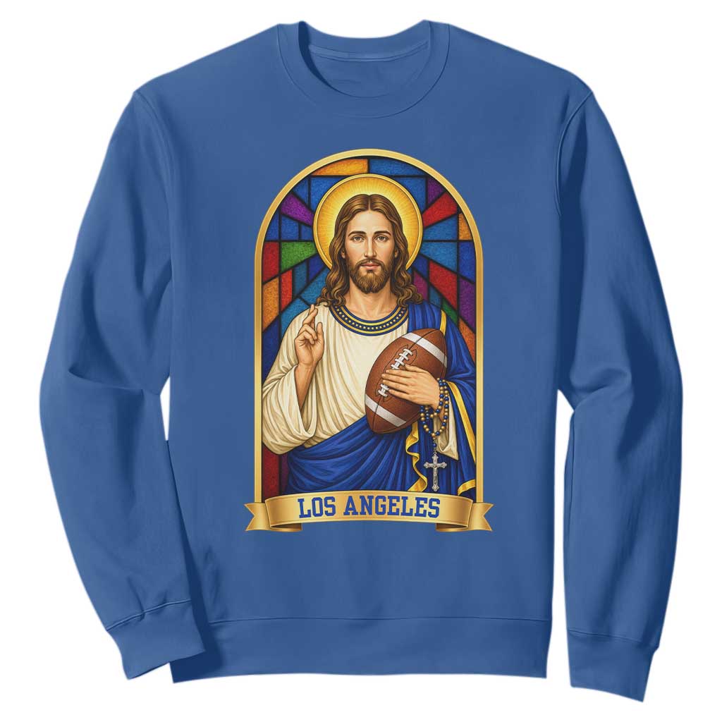 Los Angeles Jesus Game Day Faith Sweatshirt Christian Sports Fan Pride TS12 Royal Blue Print Your Wear