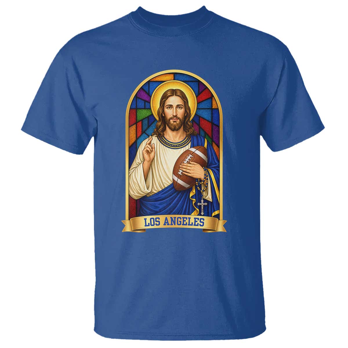 Los Angeles Jesus Game Day Faith T Shirt Christian Sports Fan Pride TS12 Royal Blue Print Your Wear