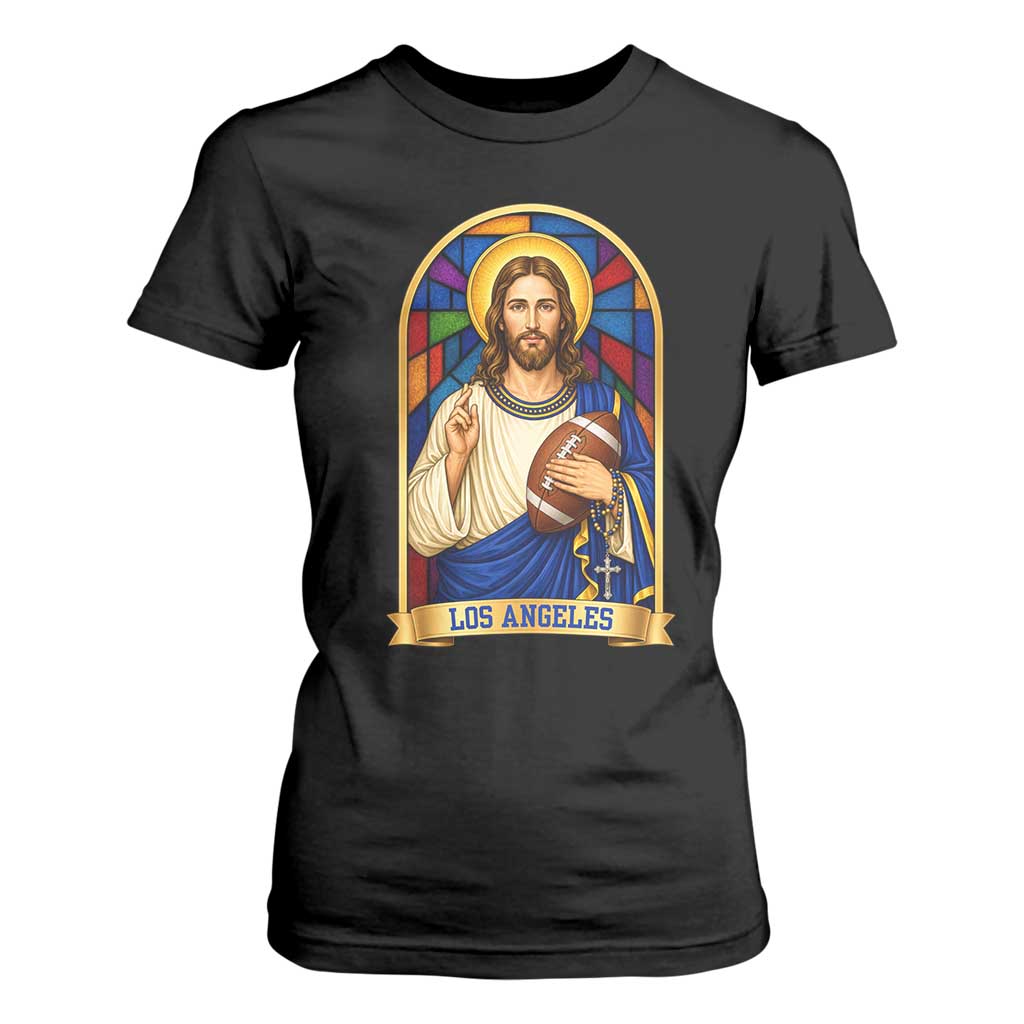 Los Angeles Jesus Game Day Faith T Shirt For Women Christian Sports Fan Pride