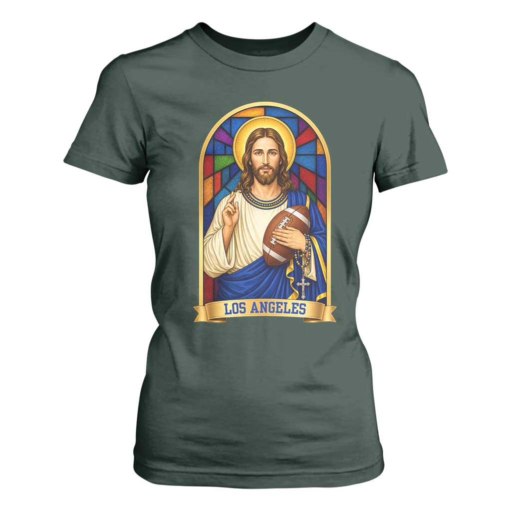 Los Angeles Jesus Game Day Faith T Shirt For Women Christian Sports Fan Pride
