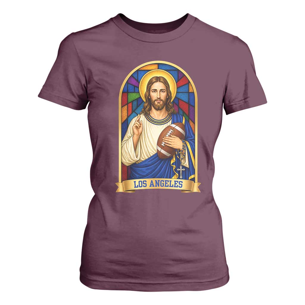 Los Angeles Jesus Game Day Faith T Shirt For Women Christian Sports Fan Pride