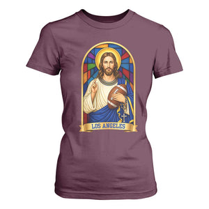 Los Angeles Jesus Game Day Faith T Shirt For Women Christian Sports Fan Pride