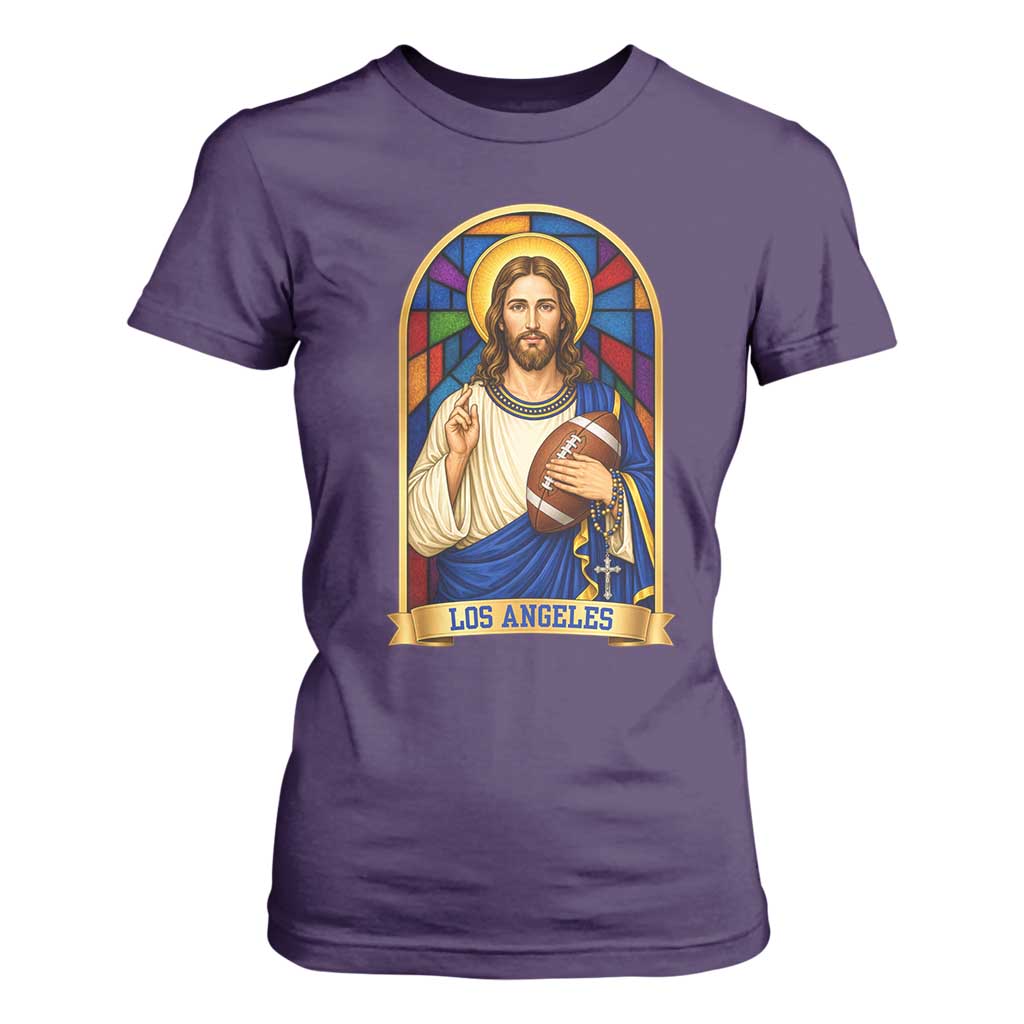 Los Angeles Jesus Game Day Faith T Shirt For Women Christian Sports Fan Pride