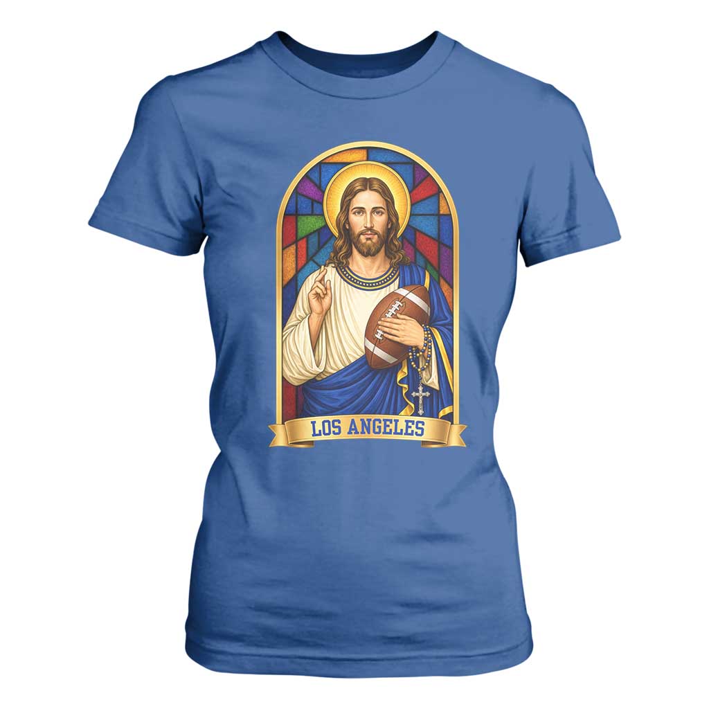 Los Angeles Jesus Game Day Faith T Shirt For Women Christian Sports Fan Pride TS12 Royal Blue Print Your Wear